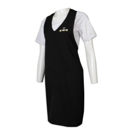 AP162 custom apron v-neck black body pocket strap apron manufacturer  hair cutting apron AP162 custom apron v-neck black body pocket strap apron manufacturer  hair cutting apron